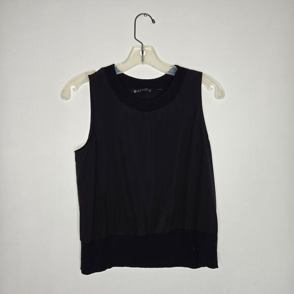 Athleta Zephyr Shell Tank Black Crew Neck Ribbed Trim Women XS - Picture 9 of 12